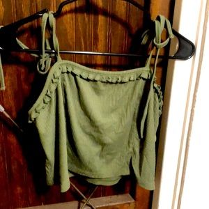 Green belly cut shirt